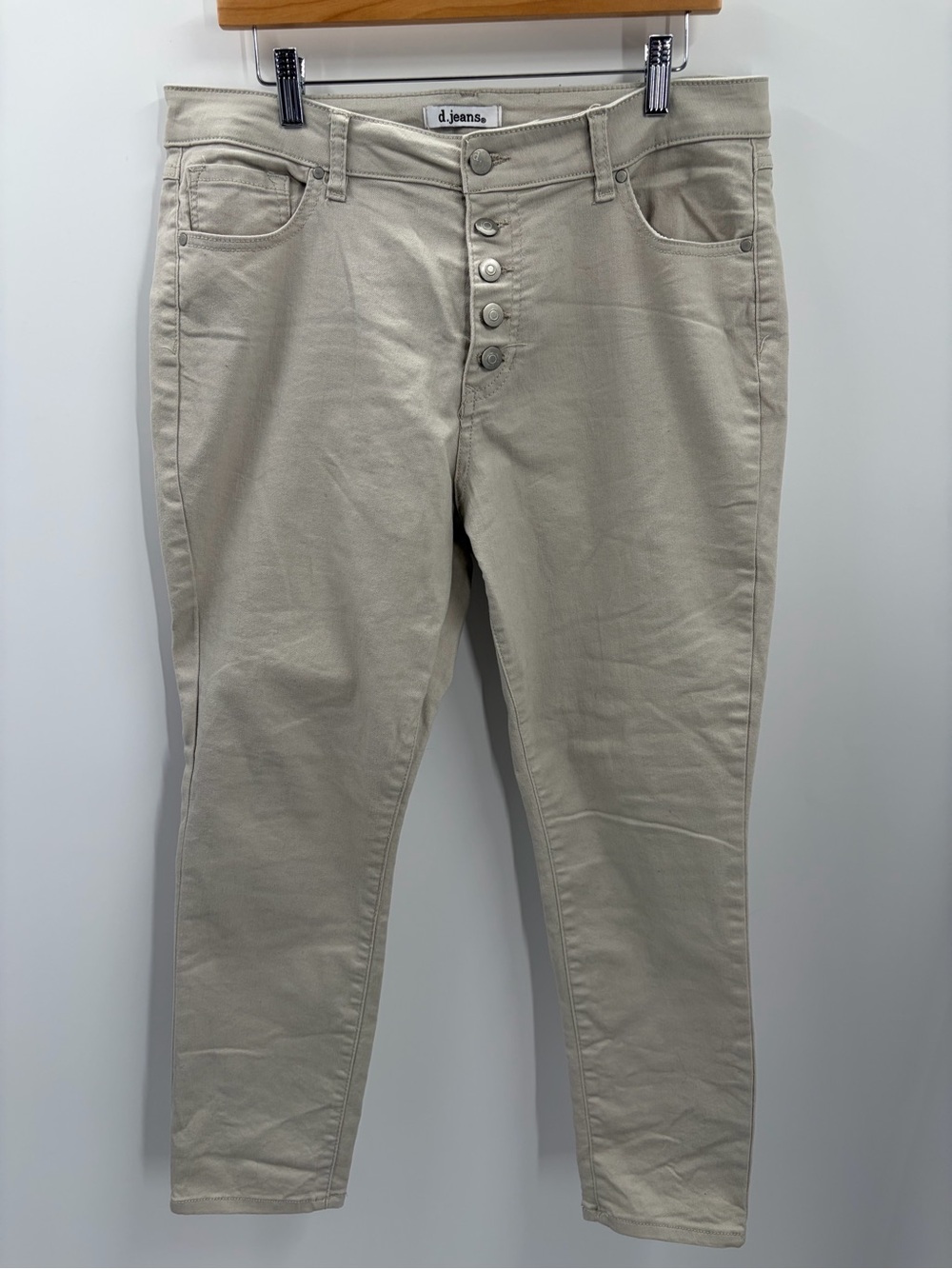 d.jeans Recycled Twill High Waist Ankle Pants Khaki Tan Sz 14